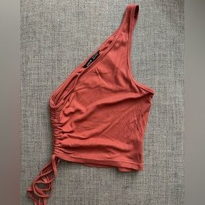 One shoulder top with side tie